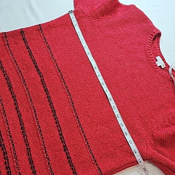 J. Jill Women Sz S Red and Black Wool Blend Crew Neck Grunge Sweater Resort Wear - Picture 8 of 11